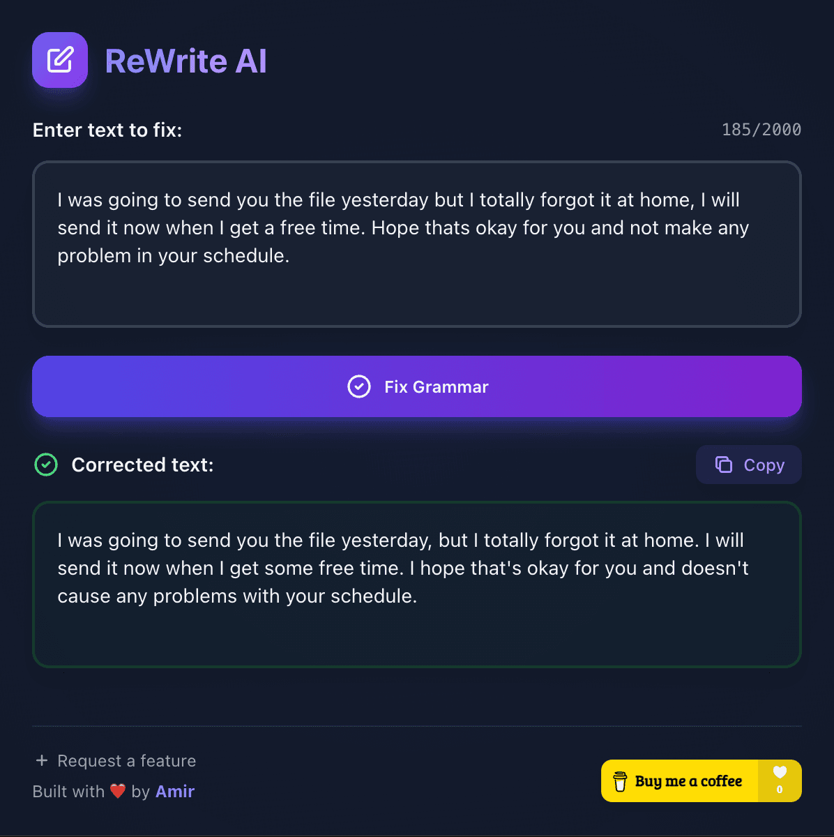ReWrite Chrome Extension in action